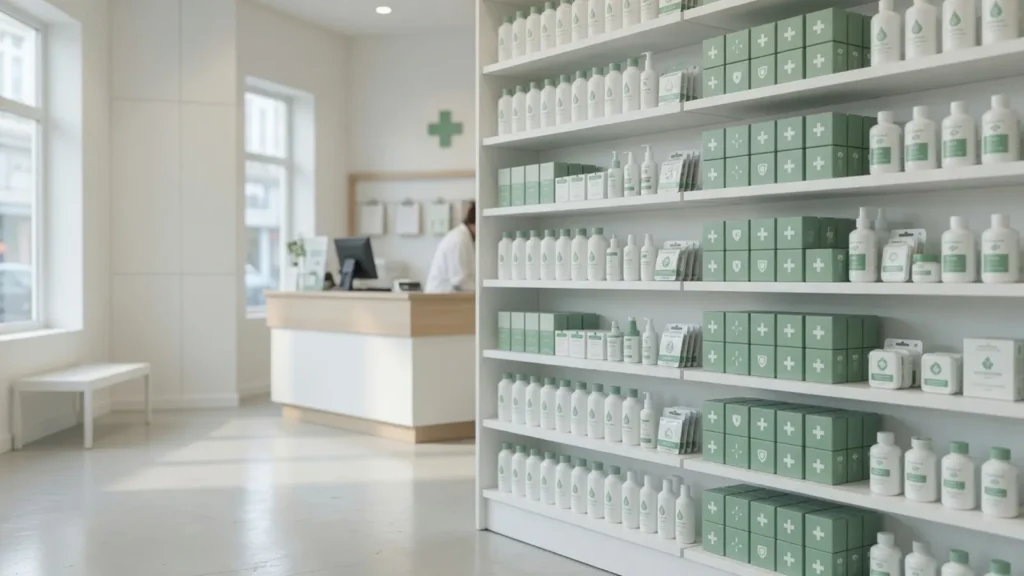 3GO Pharmacy 매장 진열대